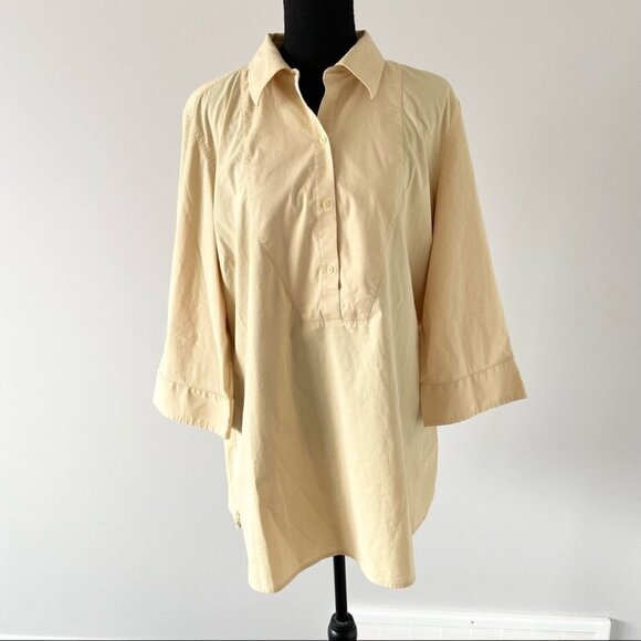 Chico’s Relaxed  Fit Cotton Bell Sleeve Tunic Blouse - Picture 1 of 14